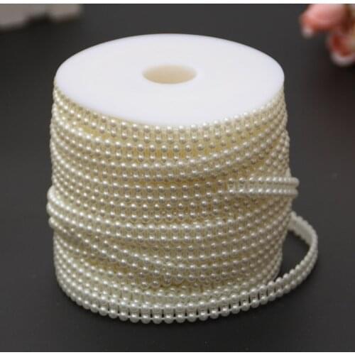 9mm 20m/lot Lace Double Half Round Flat Back Pearl Chain Connection Beads For DIY Garment Accessories Decoration