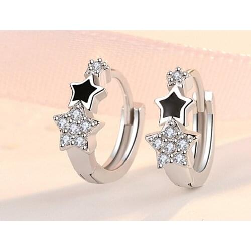 925 Sterling Silver Crystal Star Charm Stud Earring For Women Girls Party Wedding Jewelry Pendientes Accessories eh909
