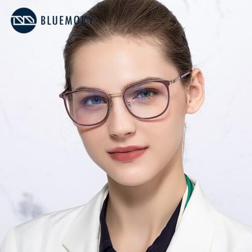 BLUEMOKY Cat Eye Anti Blue Light Computer Glasses Women Fashion Metal Optical Myopia Spectacles Blue Light Blocking Eyeglasses
