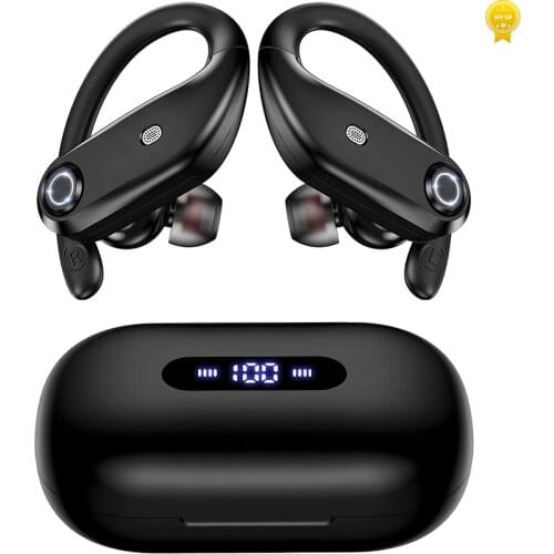 Bluetooth Headphones 4-Mics Call Noise Reduction Wireless Earbuds IPX7 Over Ear Earphones 2200mAh Charging Box for Sport Gaming