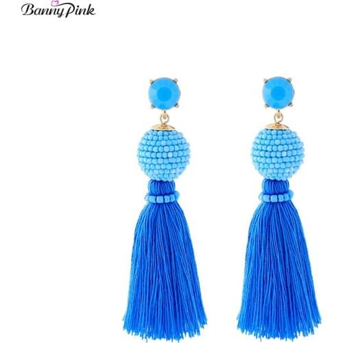 Bohemia Long Tassel Earrings For Women Chunky Statement Post Earrings Ethnic Pendant Post Earrings Fashion Jewelry Pendientes