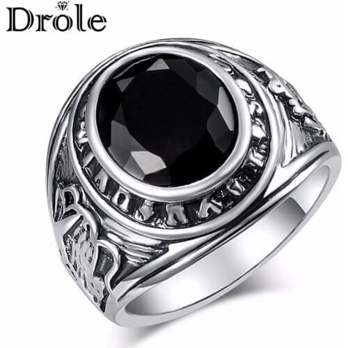 Big Vintage Silver Color Black Stone Ring for Women Man Fashion Jewelry Valentines Day Gift