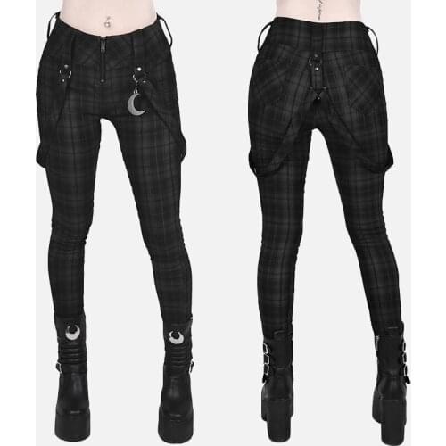 Plaid Pants Women Gothic Punk Pant High Waist Fashion Tight Multi Pocket Zipper Long Bottoms Streetwear Y2k Women Pencil Pants