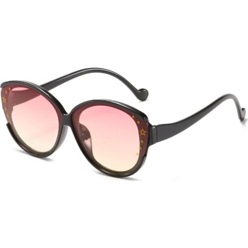 Children Round Cateye Sunglasses Fashion Pentacle Decoration Gradient Kid Sun Glasses Boy Girl Unisex Retro UV400 Mirror Goggle