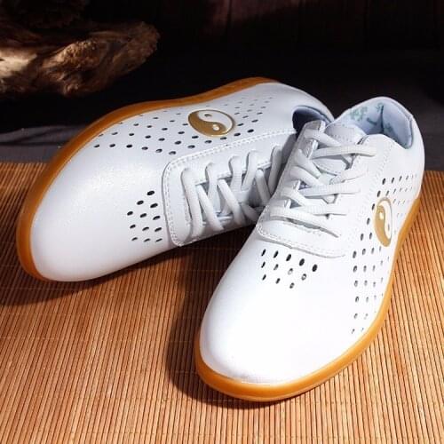 Breathable Hole High Quality Cowhide Tai Chi Shoes Soft Genuine Leather Kung Fu Shoes Martial Arts Sneaker Sports Footwear
