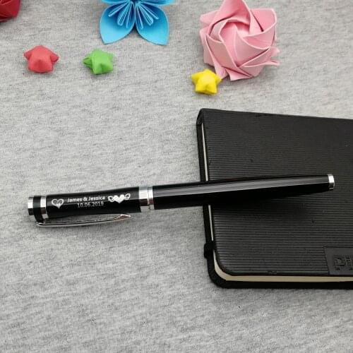 Classical silver clip roller ballpen custom free with your name text on the pen body or pen cap nice personalized party favors