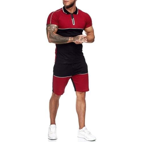 Stitching Couple Summer Suit 2021 New Loose Shortsleeved POLO Shirt + Shorts Sports Leisure Two Piece Tracksuit Men Man Clothes