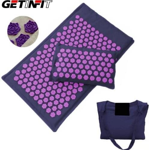 Palm Massage Yoga Mat Pillow Mat with Bag Cushion Massage Cushion Set Lotus Spike Acupressure Mat Nature Linen Coconut