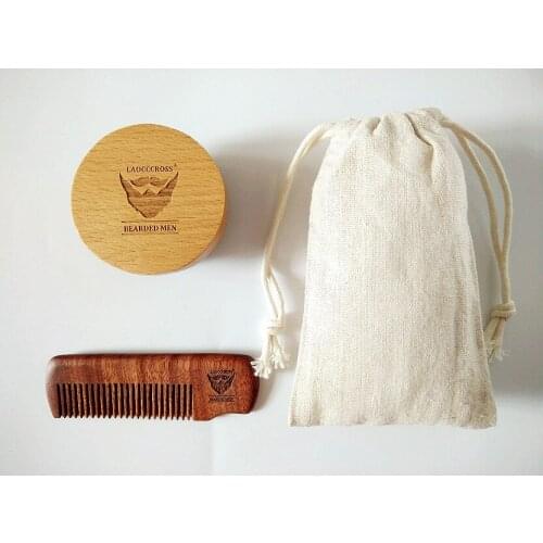 Round Boar Bristle Beard Brush&Wide/Fine Tooth Comb For Men Gift Beard Care Linen Bag Can Engrave Logo