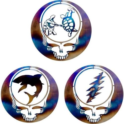 30*30cm Metal Halloween Steal Face Art Turtle Shark Metal Wall Art Vintage Skeleton Wall Plaque for Home Office Bedroom Decor