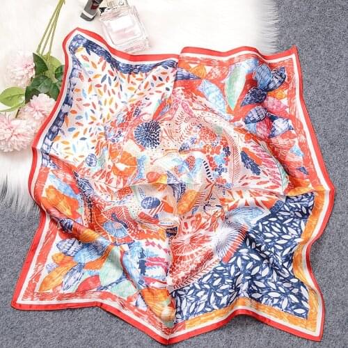 Fashion Womens Bandana Hair Scarf Natural Mulberry Silk Scarf Shawl Women Luxury Bag Handle Scarf Accessories 53CM
