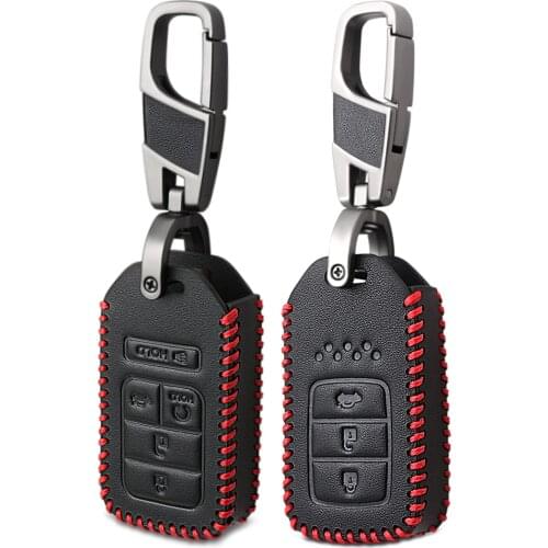 Fashion Leather Car Key Fob Pocket Cover Case For Honda Civic CR-V HR-V Accord Jade Crider Odyssey 2015 - 2018 Remote Protector