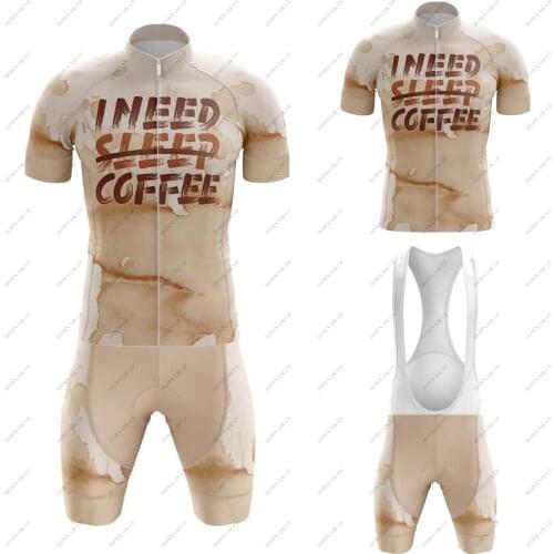Coffee Theme Men Team 2021Cycling Jersey Set Maillot Ciclismo Hombre Bike Jersey And Gel Breathable Pad Bib Shorts MTB