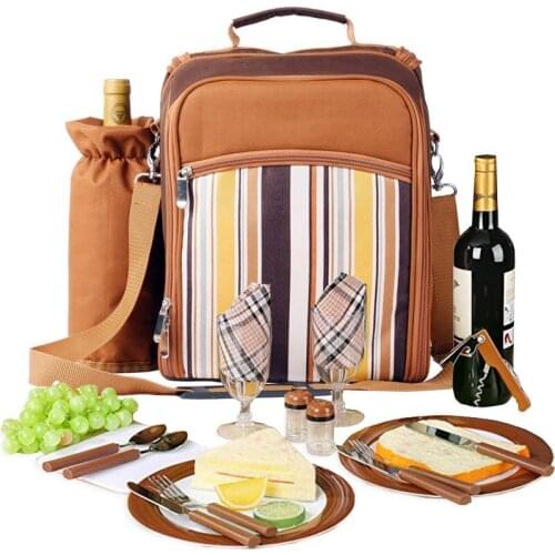 Outdoor Camping picnic refrigerator bag travel lunch multifunction cubiertos picnic set Portable cutlery bag for 2 people