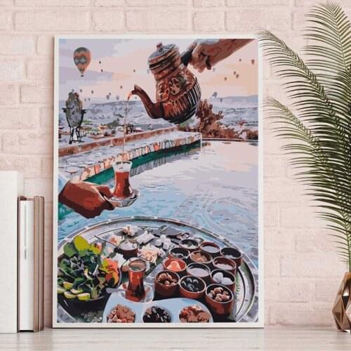 ROYALDREAM Seafood Feast DIY Painting By Numbers Handpainted Canvas Painting Home Wall Art Picture For Living Room Unique Gift