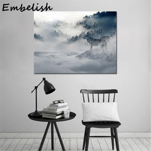 1 Pieces Hot Animal Wolf In Mist Landscape Wall Art Pictures For Living Room Modern Home Decor Posters HD Canvas Oil Paintings