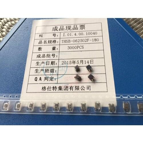 Original new 100% THSB-062502F-180 light touch switch 3*3.5*1.8M micro switch plum blossom head mei square handle 3*4*1.8MM SMD