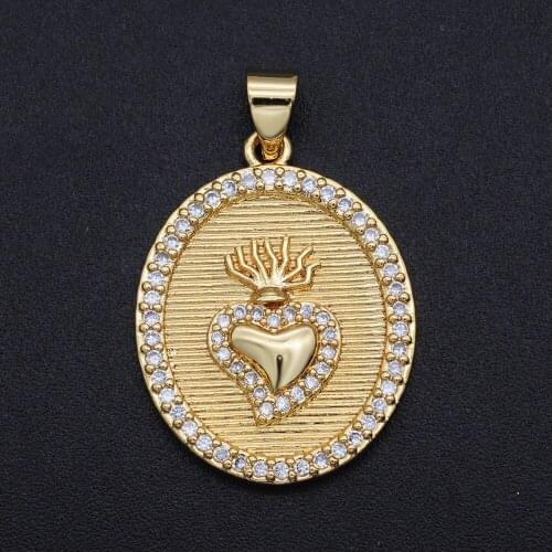 28x19mm 100% CZ Zircon DIY Jewelry Heart Oval Shape Charm Pendant Wholesale Fashion Jewellery Pendants Necklace Making Charms