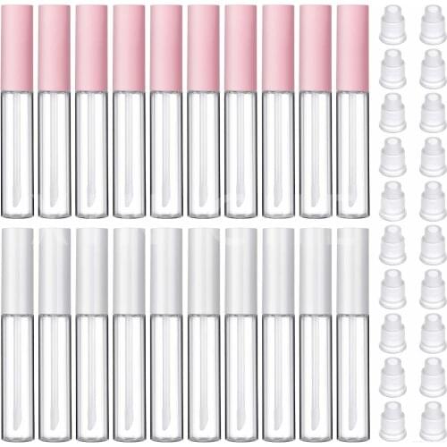 50 PCS 10ML Lip Gloss Tubes Empty Refillable Bottles Mini Portable Makeup tube Cosmetic Containers for Travel Cute Pink White