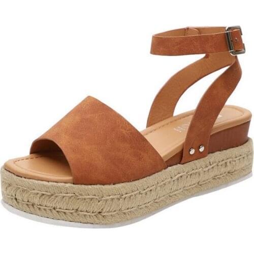 CuddlyIIPanda Plus Large Size Hemp Wedges Shoes Women High Heels Sandals Peep Toe Summer Shoes Chaussures Femme Platform Sandals