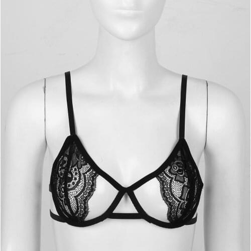 Sexy Women Embroidery Lace Sheer Bra Push Up Bralette Exotic Lingerie Underwear Plunge Hollow Out See Through Bras Top Brassiere