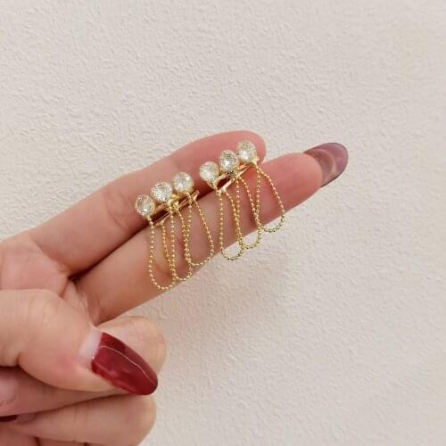 S925 Silver Needle Stud Earrings Minimalist ECO Brass Ball Chain/14k Gold South Korea Fasion Jewelry for Women HYACINTH Hotsal