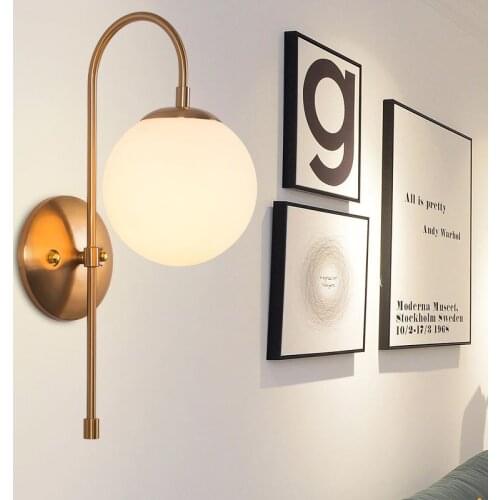 Post-modern Wall Lamp Simple Create Luxury Glass Ball Wall Light Corridor Bedroom Bedside Decoration Study Room Wall Lighting