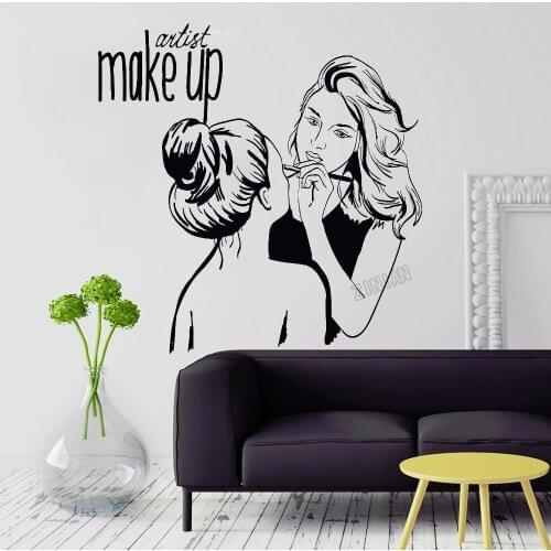 Make Up Artist Wall Sticker For Beauty Salon Beatiful Woman Decor Bedroom Vinyl Modern Wall Decals For Living Room Art Y018