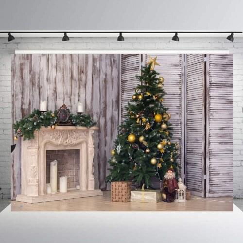 Indoor Christmas tree backdrop Xmas photography background family portrait picture photo booth studio party event decoration