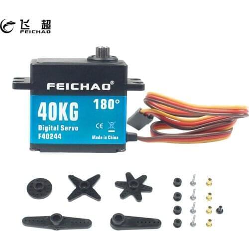 FEICHAO 40kg 180/270/360 Degree Waterproof High Torque Brushless Servo Metal Gear Digital Servo w 25T Arm for RC Car Boat Tank