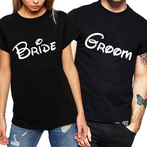 Women Letter Print Groom Bride Honeymoon T-shirt Wedding Couple T Shirt T-shirt for Couple Lovers Women Men T-shirt R4CO