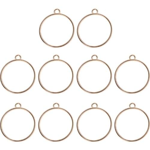 10Pcs Round Pendant Press Flower DIY UV Resin Blank Frame Bezel Jewelry Making F3MF