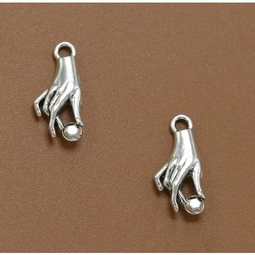 100pcs Dainty victorian hand Diy Earring Charms Alloy Necklace Pendant Finding Jewelry Making Steampunk Anklets Witch