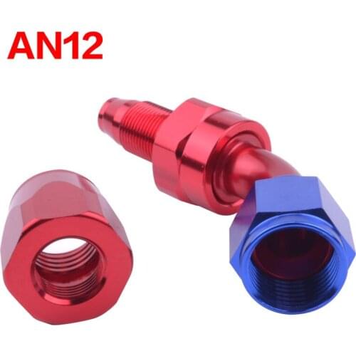 12 AN AN-12 Aluminum Oil Cooler 45 Degree Swivel Oil / Fuel Fitting Adapter High Quality AN 12 Reusable Hose End Fitting Adaptor