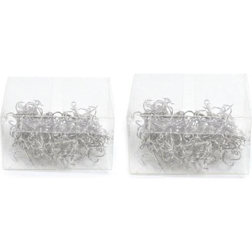 200Pcs Fishing Hook High Carbon Steel Treble Hooks Fishing Tackle Silver 6 & 8