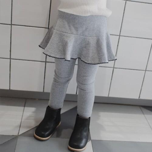 2021 Autumn Childrens Clothing 0-5 Years Old Korean Girl Fake Two-piece Ruffled Skirt Pants Childrens Leggings Baby Culottes