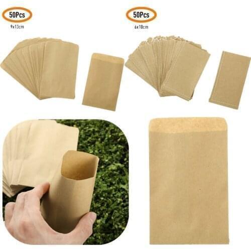 50Pcs Mini Vintage Kraft Paper Bags Party Gift Candy Snack Bags Farm Seed Pollen Bag Seed Packets Sack Pouch Calf Paper Bags