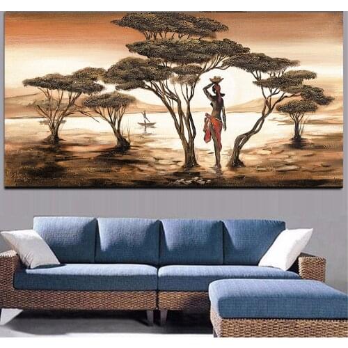 5D DIY diamond embroidery Africa woman full square round rhinestone diamond painting kits cross stitch sunset tree decor mosaic