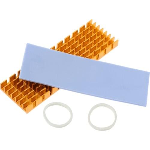 Aluminum M.2 2280 SSD Heatsink Cooling Heat Dissipation Solid State Drive Cooler Gold + Silicone Thermal Pad