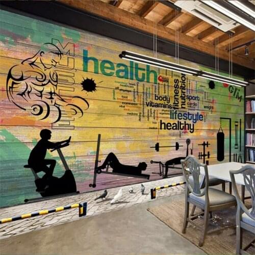 Beibehang Custom wallpaper 3D solid mural graffiti board sports fitness club image TV background decorative wall papers 3d mural