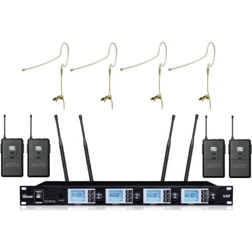 Bolymic Professional UHF 4 Channels Single Ear Headset Wireless Microphone System for school church meeting
