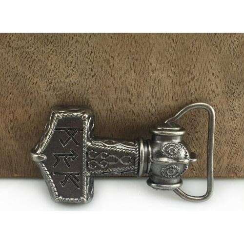 BuckleClub wholesale Mjolnir THORSHAMMER VIKING belt buckle jeans gift music belt buckle FP-03721 for 4cm width belt