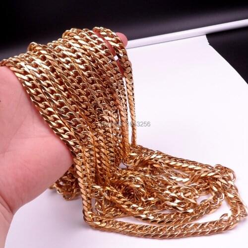 20''-36'' New Gold 12mm High Quality Smooth Double Curb Link Chain Necklace Stainless Steel Jewelry Husband / Father Gifts