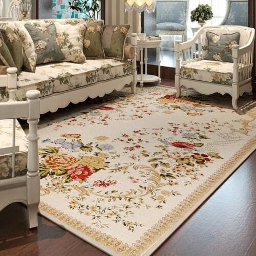 Pastoral Flower Carpets For Living Room Countryside Home Bedroom Rugs And Carpet For Europe Study/Dining Mat Floor Carpet Table