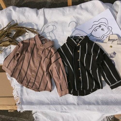 Kids Clothing New Spring Childrens Striped Shirt Baby Boys Girls Loose Long-sleeved Cardigan Tops Toddler Fashion Casual Jacket