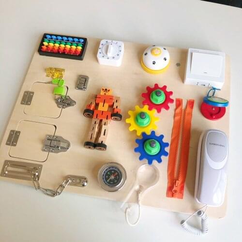 Childrens Montessori teaching aids early education puzzle unlock toy baby Montessori busy board