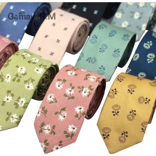 Cotton Ties For Men Flora Print Mens Necktie Fashion Casual 6cm Slim Skinny Tie For Wedding Party Business Flowers Necktie