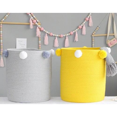 Large Woven Cotton Rope Storage Basket Baby Laundry Hamper Storage Bin Baskets for Organize Toy Diaper Home Decor