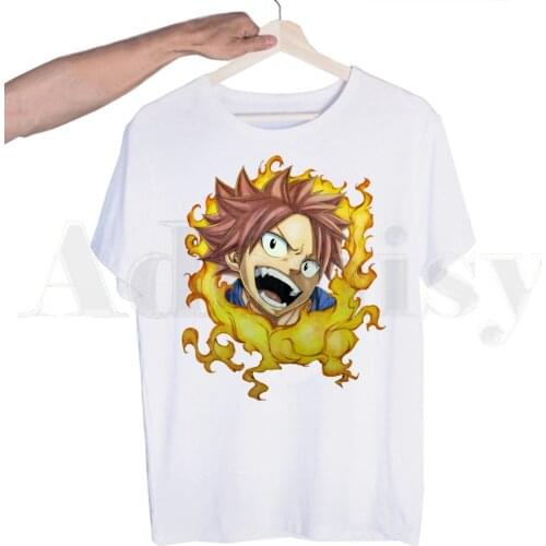 Natsu Dragneel Fairy Tail Erza Scarlet Anime Tshirts Men Fashion Summer T-shirts Tshirt Top Tees Streetwear Harajuku Funny
