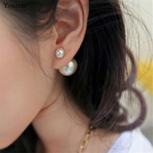 New Candy Color Earrings Ball Shape Plastic Stud Earring Double-sided simulated pearl Colored ear studs oorbellen fj187
